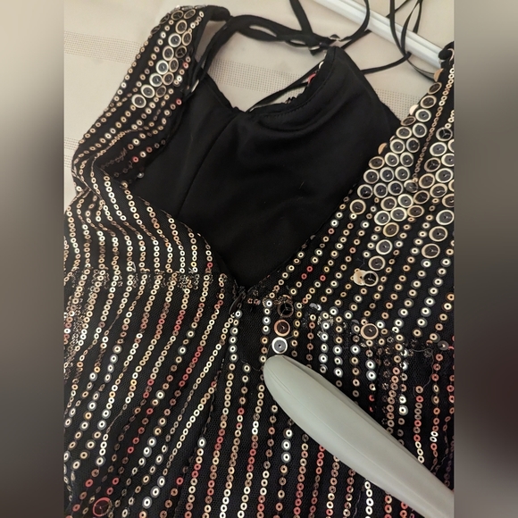 LUXXEL Riri Sequin Jumpsuit silver black mesh sparkly ✨ - Picture 9 of 11